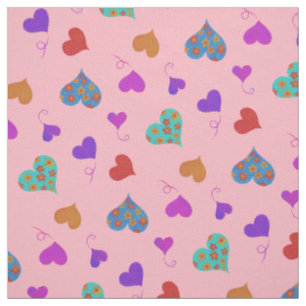Tela Patrón del Corazón Colorido - Agradable Girly Rosa