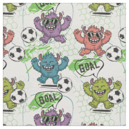Tela Patrón divertido de fútbol de monstruos para niños