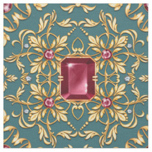 Tela Patrón dorado sin soldadura con rubí
