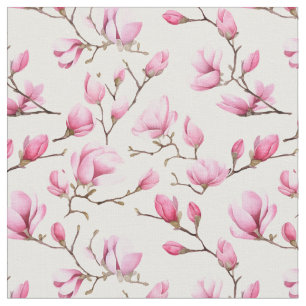Tela Patrón elegante de magnolia rosa