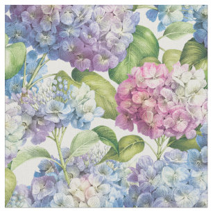 Tela Patrón elegante Floral Azul Púrpura Hidrangea