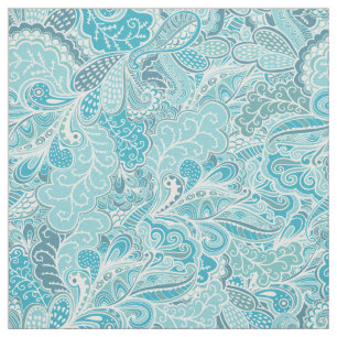 Tela Patrón elegante paisley azul azul verde azulado