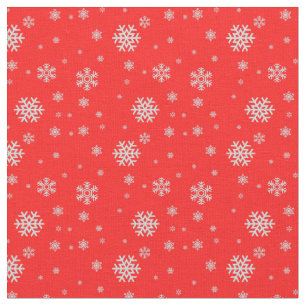 Tela Patrón elegante tradicional de copos de nieve rojo