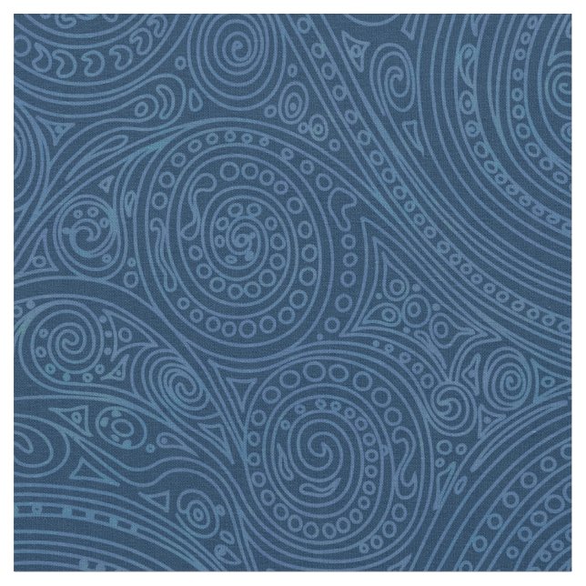 Tela Patrón espiral azul (De cerca)
