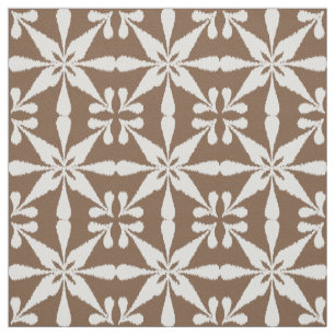 Tela Patrón Estrella Ikat - Taupe Tan y Blanco