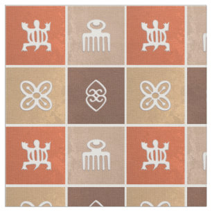 Tela Patrón étnico africano con símbolos Adinkra