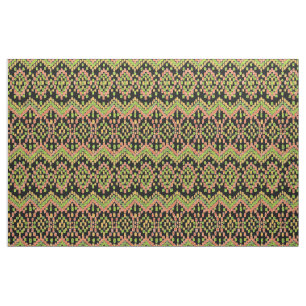 Tela Patrón étnico ikat colorido sobre negro