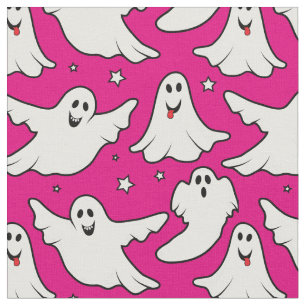 Tela Patrón fantasma de Halloween con sabor a rosa