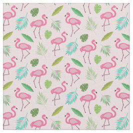 Tela Patrón Flamingo Rosa con hojas tropicales
