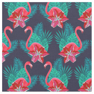 Tela Patrón Flamingo Tropical Rosa