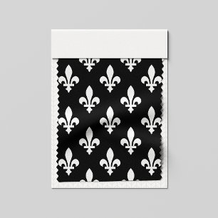 Tela Patrón Fleur de Lis, francés real, blanco sobre ne
