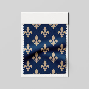 Tela Patrón Fleur de Lis, francés real, crema en azul
