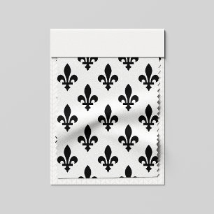 Tela Patrón Fleur de Lis, francés real, negro sobre bla