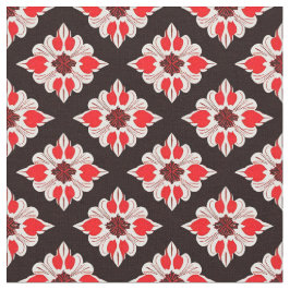 Tela Patrón floral abstracto rojo y blanco