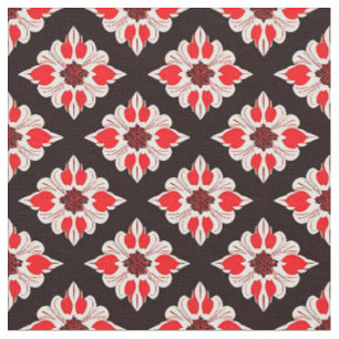 Tela Patrón floral abstracto rojo y blanco