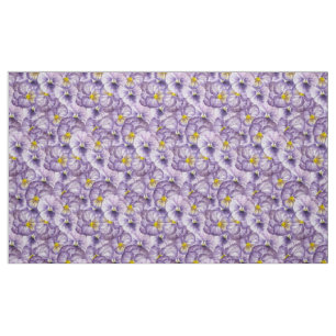 Tela Patrón floral acuarela con paneles violetas