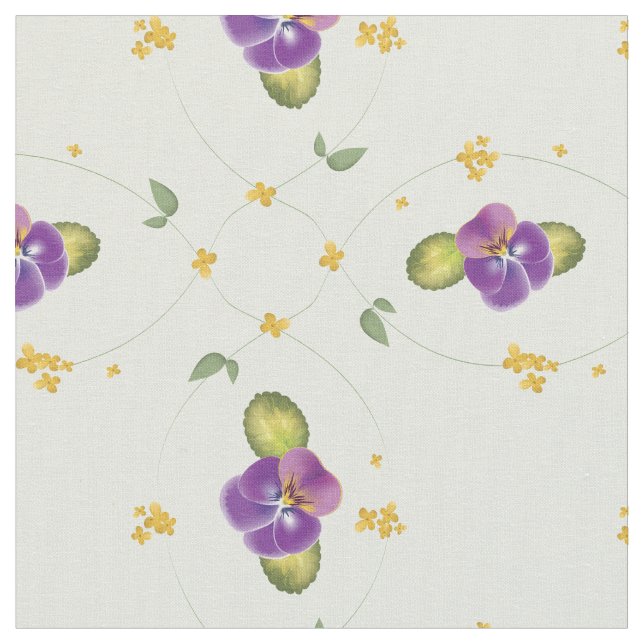 Tela Patrón floral amarillo violeta y delgado (De cerca)