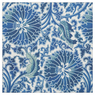 Tela Patrón floral azul chino