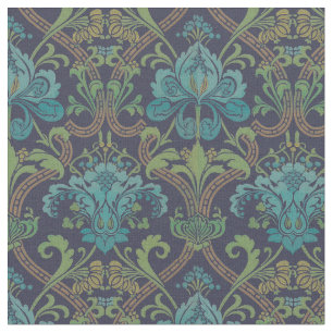 Tela Patrón floral azul inglés del siglo XIX