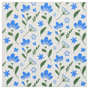 Tela Patrón floral azul y blanco ditsy