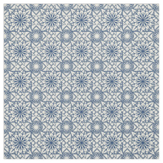 Tela Patrón floral azul y crema Art Deco