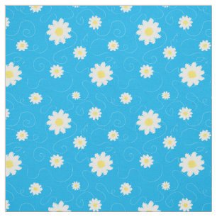 Tela Patrón floral blanco azul marrón y martillejo