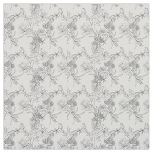 Tela - Patrón floral blanco y negro