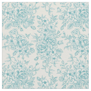 Tela Patrón floral Blue Rose Bouquet Garden