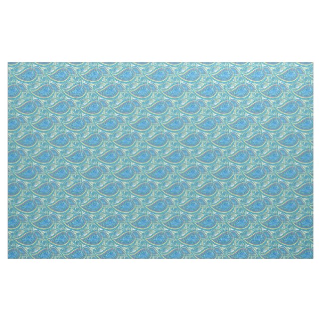Tela Patrón floral Blue Violet Lime Green Paisley ("Cuarto gordo" (fat quarter))