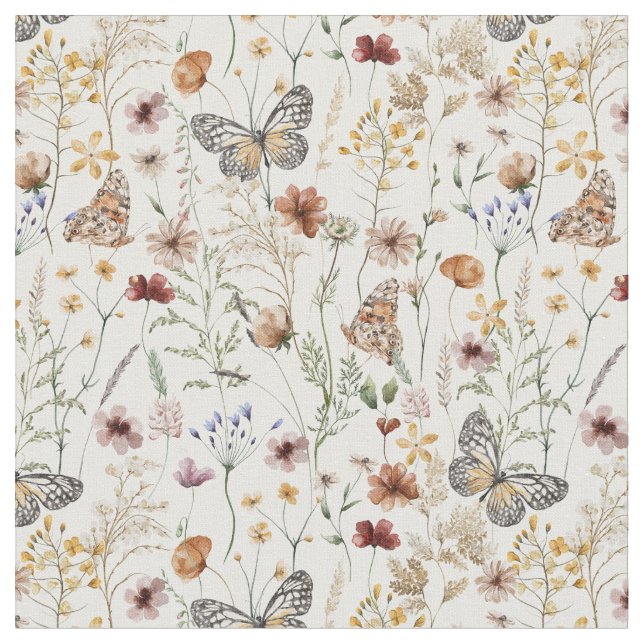 Tela Patrón floral boho (De cerca)