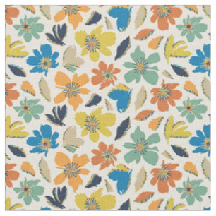 Tela Patrón floral boho dibujado a mano abstracto