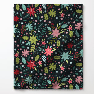 Tela Patrón Floral Botánico de Navidad