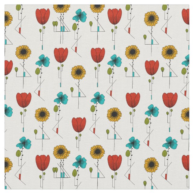 Tela Patrón floral contemporáneo Art Noveau (De cerca)