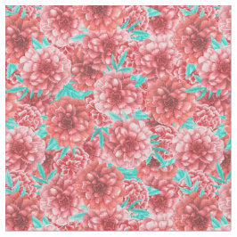 Tela Patrón floral coral