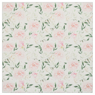 Tela Patrón floral de acuarela de peonía y rosa de tono