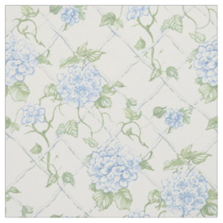 Tela Patrón floral de celosía de Hortensia Azul