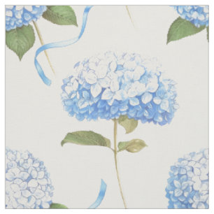 Tela Patrón floral de cinta de hortensia azul