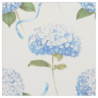 Tela Patrón floral de cinta de hortensia azul