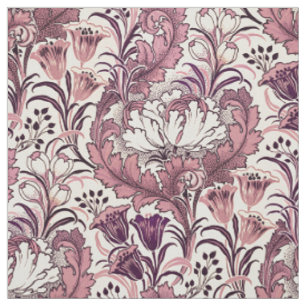 Tela Patrón floral de crema dorada William Morris Rosa