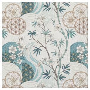 Tela Patrón floral de flor de cerezo japonés tradiciona