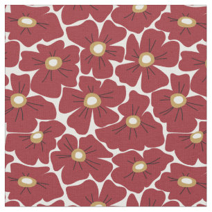 Tela Patrón floral de gran escala rojo oscuro