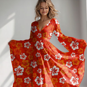 Tela Patrón floral de Hibiscus tropical hawaiano