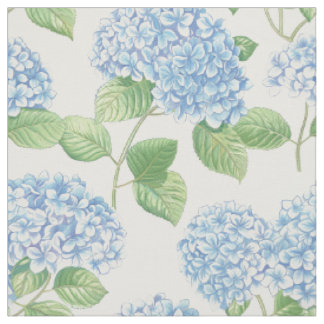 Tela Patrón floral de hortensia azul clásica