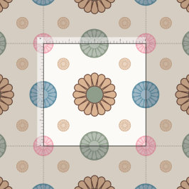 Tela Patrón floral de inspiración babilónica pastel