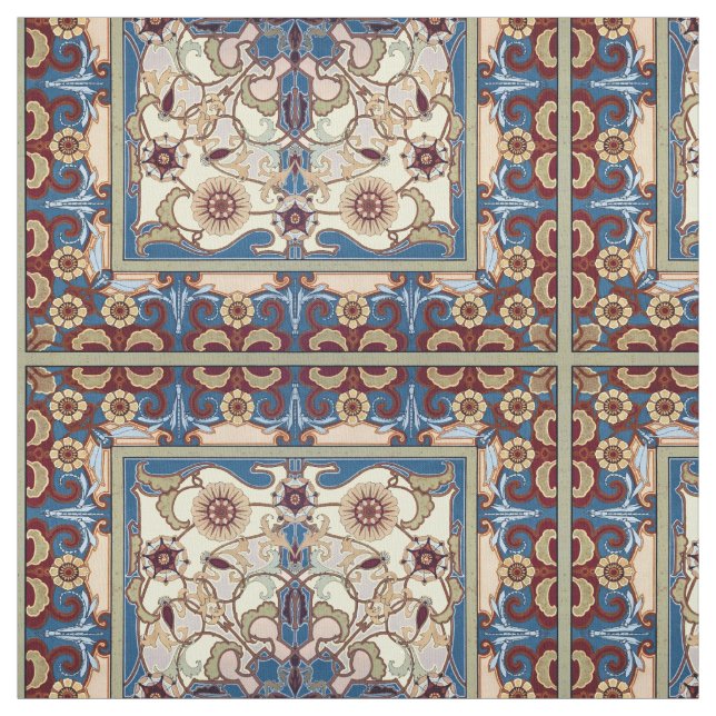 Tela Patrón floral de la era victoriana Art Nouveau Dra (Retal)