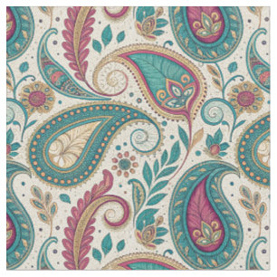 Tela Patrón floral de paisley en lágrima boho magenta v
