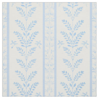 Tela Patrón floral de raya botánica azul