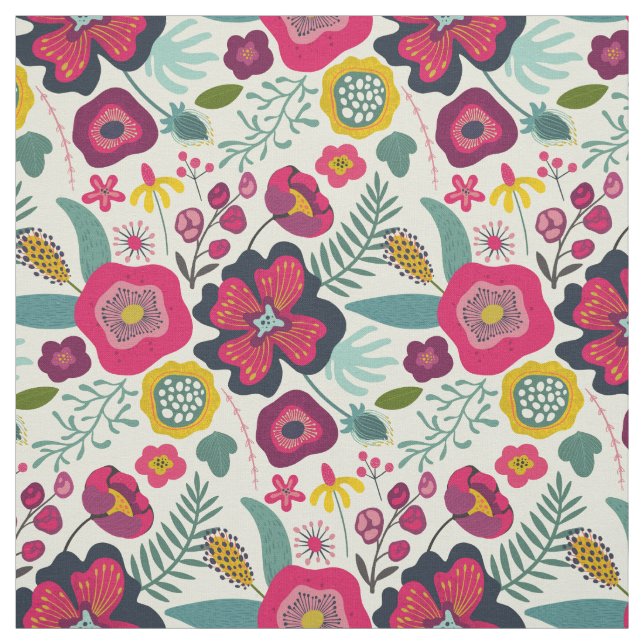 Tela Patrón floral de resumen púrpura rosa (Retal)