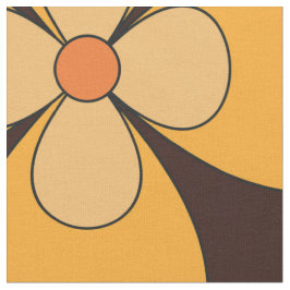Tela Patrón floral de Retro Groovy Amarillo y Naranja