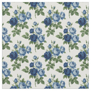 Tela Patrón floral de rosa azul